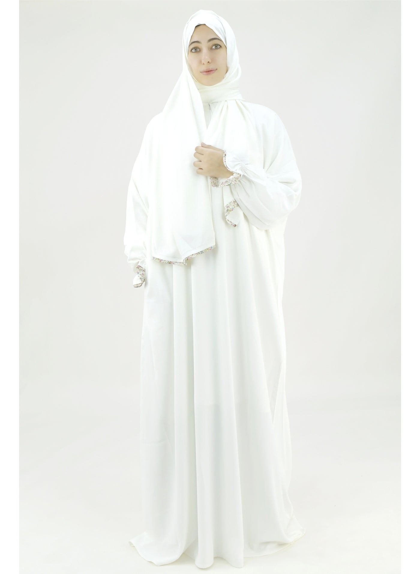 One Piece Prayer Dress for Women – Premium Crepe Fabric Isdal with Attached Scarf & Pocket – Lightweight Islamic Salah Wear